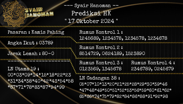 --- Syair Hanoman -- - Prediksi HK