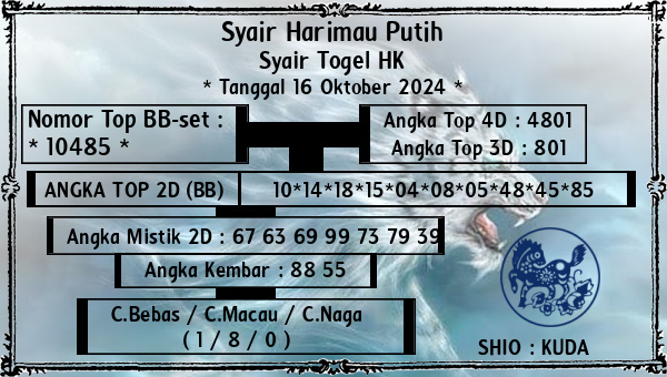 Syair Harimau Putih - Syair Togel HK