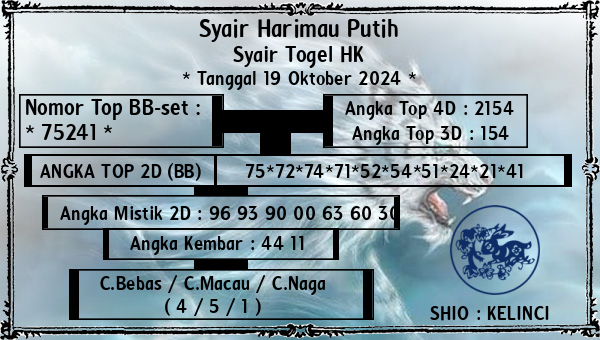 Syair Harimau Putih - Syair Togel HK