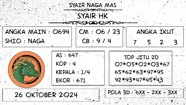 SYAIR NAGA MAS - Syair HK